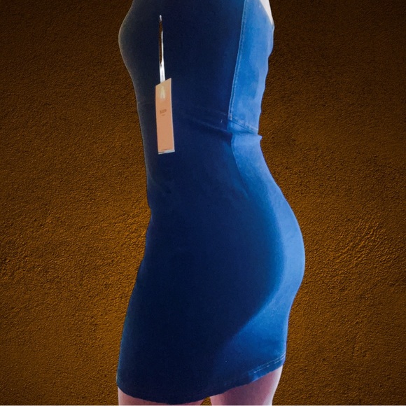 Women's Denim Button Up Bodycon Stretch Dress - Picture 4 of 6